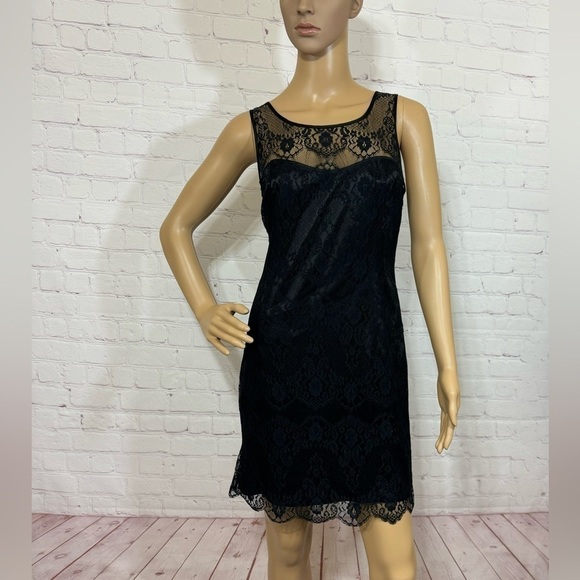 ARMANI EXCHANGE black lace with sateen underlay sheath dress in size 6 EUC - Picture 14 of 16